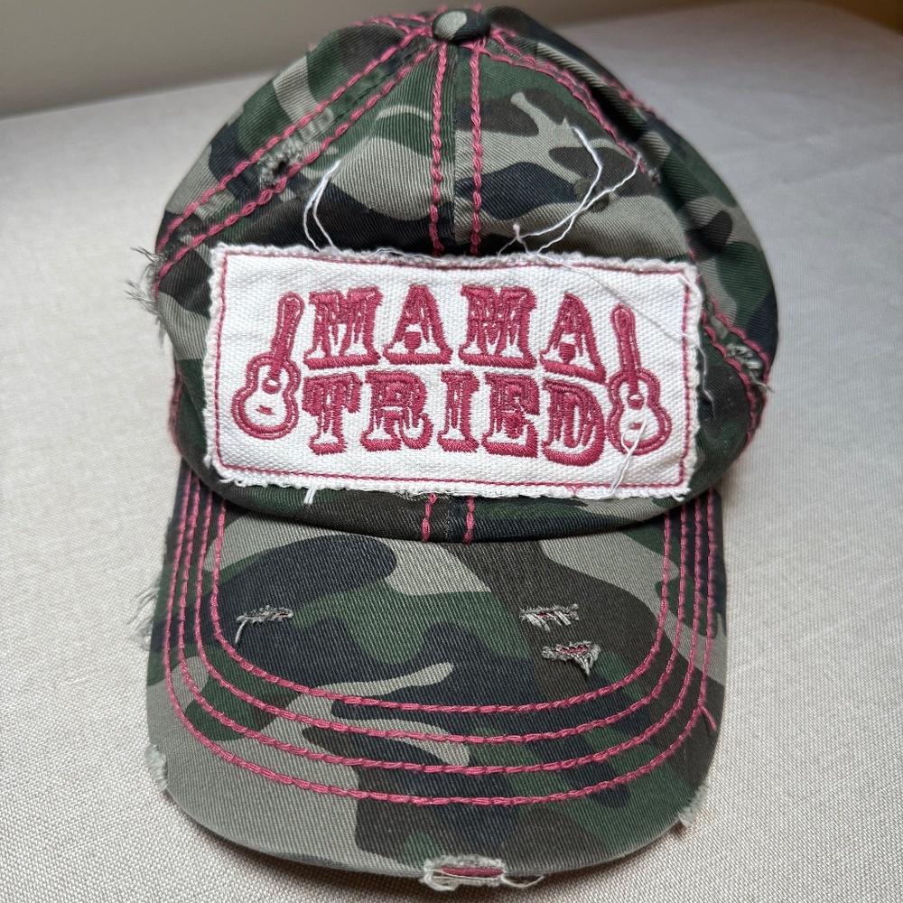 Mama Tried Camo Baseball Cap with Pink Stitching